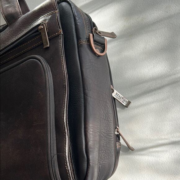 Kenneth Cole Reaction Men’s Brown Genuine Leather Laptop 16" Bag Messenger - Picture 5 of 14